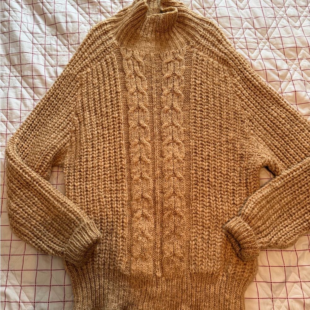 All Wool 46 vintage Knit Sweater Carmel color